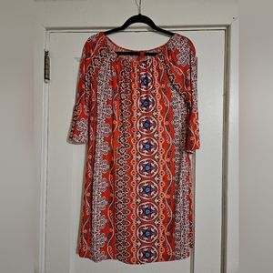 Colorful Shift Dress with Boat Neck. Size Small